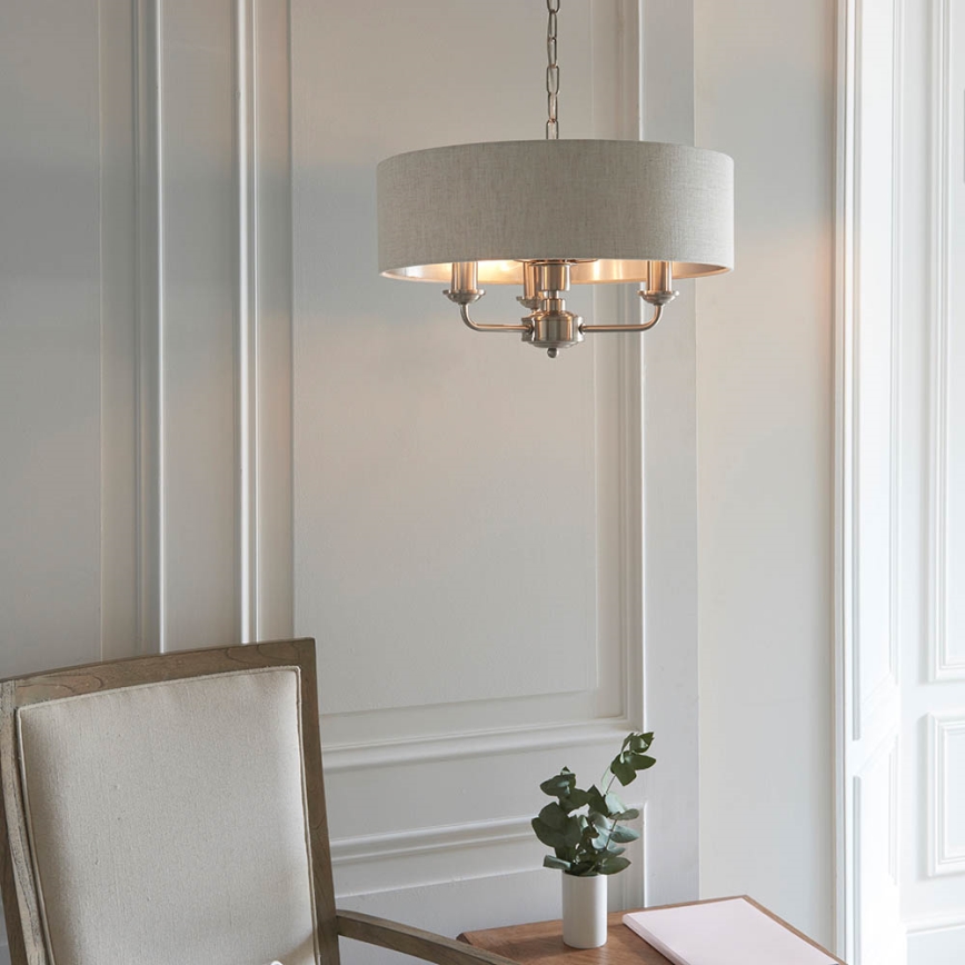 Endon 94361 - Κρεμαστό φωτιστικό οροφής HIGHCLERE 3xE14/40W/230V μπεζ/ματ χρώμιο