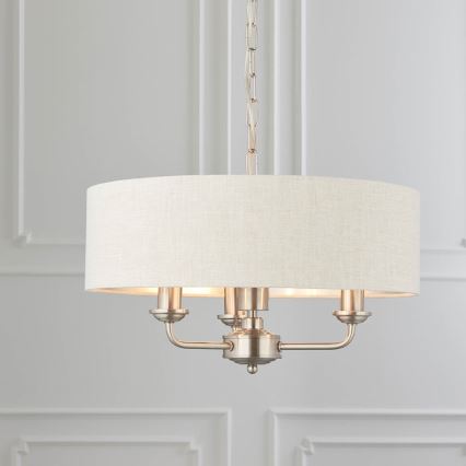 Endon 94361 - Κρεμαστό φωτιστικό οροφής HIGHCLERE 3xE14/40W/230V μπεζ/ματ χρώμιο