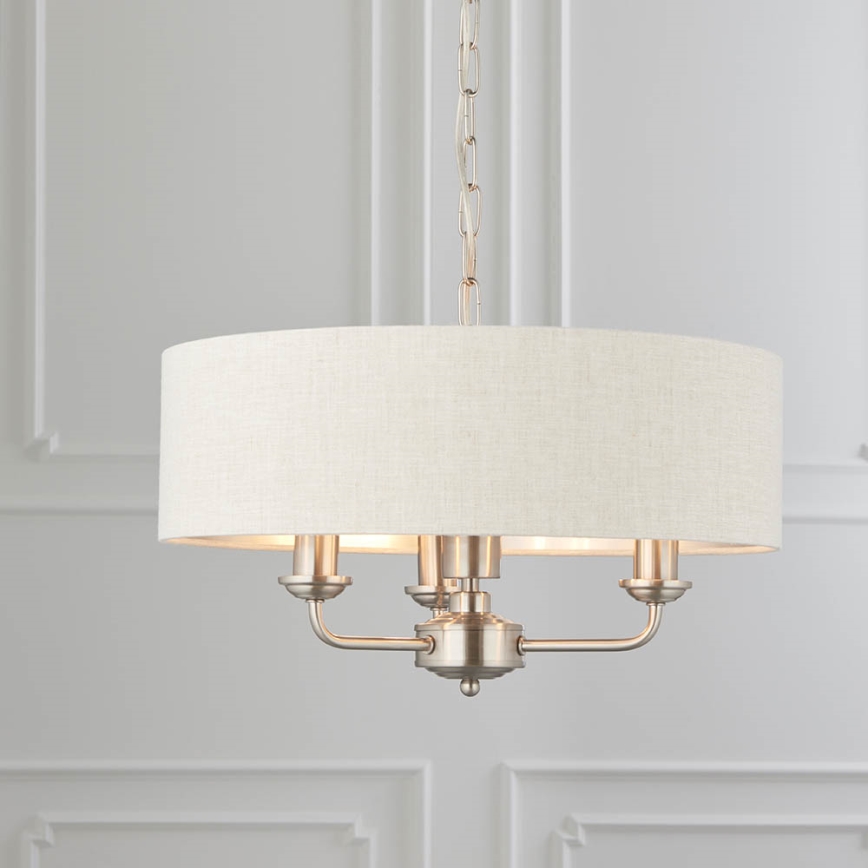 Endon 94361 - Κρεμαστό φωτιστικό οροφής HIGHCLERE 3xE14/40W/230V μπεζ/ματ χρώμιο