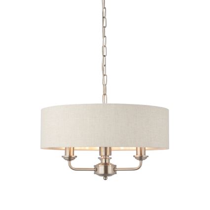 Endon 94361 - Κρεμαστό φωτιστικό οροφής HIGHCLERE 3xE14/40W/230V μπεζ/ματ χρώμιο