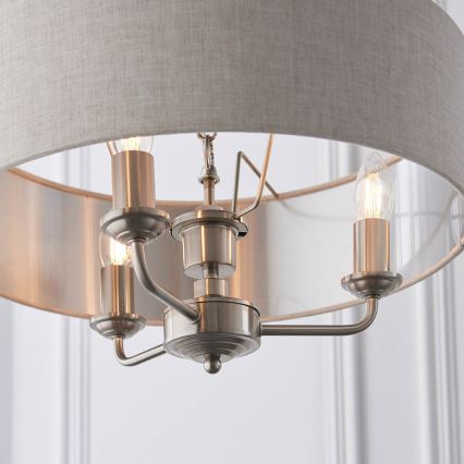 Endon 94361 - Κρεμαστό φωτιστικό οροφής HIGHCLERE 3xE14/40W/230V μπεζ/ματ χρώμιο