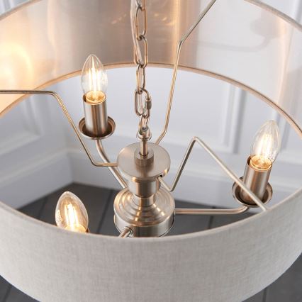 Endon 94361 - Κρεμαστό φωτιστικό οροφής HIGHCLERE 3xE14/40W/230V μπεζ/ματ χρώμιο