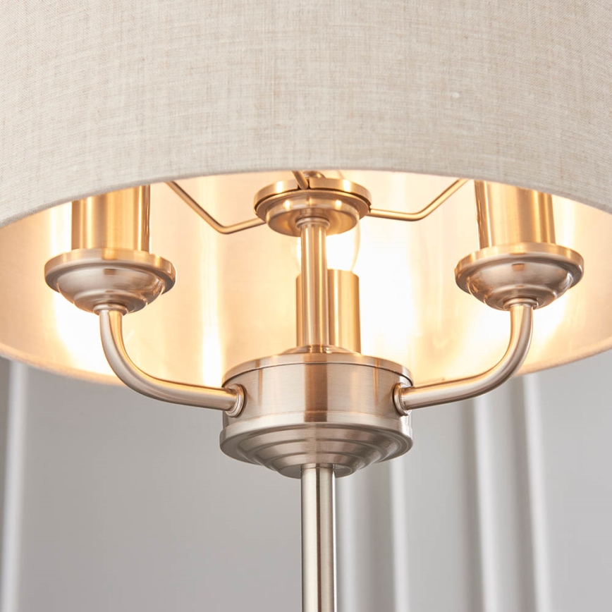 Endon 94369 - Eπιτραπέζιο φωτιστικό HIGHCLERE 3xE14/18W/230V μπεζ/ματ χρώμιο