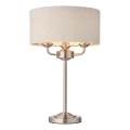 Endon 94369 - Eπιτραπέζιο φωτιστικό HIGHCLERE 3xE14/18W/230V μπεζ/ματ χρώμιο διάμετρος 32 cm