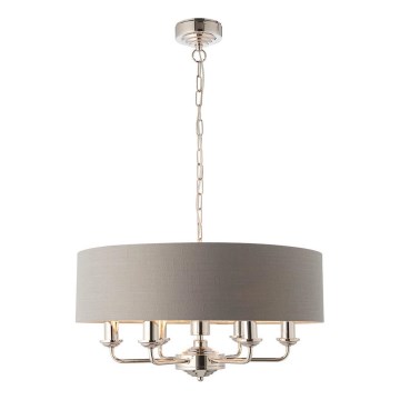 Endon 94373 - Κρεμαστό φωτιστικό οροφής HIGHCLERE 6xE14/40W/230V γκρι/γυαλιστερό χρώμιο