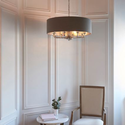 Endon 94373 - Κρεμαστό φωτιστικό οροφής HIGHCLERE 6xE14/40W/230V γκρι/γυαλιστερό χρώμιο