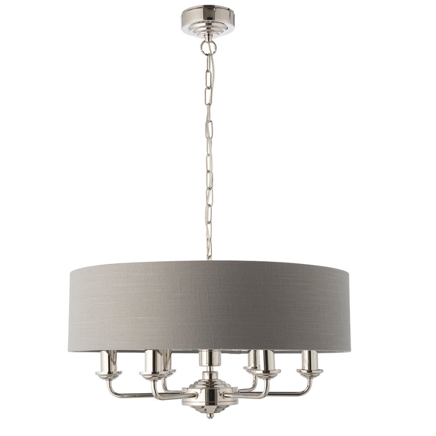 Endon 94373 - Κρεμαστό φωτιστικό οροφής HIGHCLERE 6xE14/40W/230V γκρι/γυαλιστερό χρώμιο