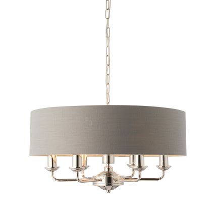 Endon 94373 - Κρεμαστό φωτιστικό οροφής HIGHCLERE 6xE14/40W/230V γκρι/γυαλιστερό χρώμιο