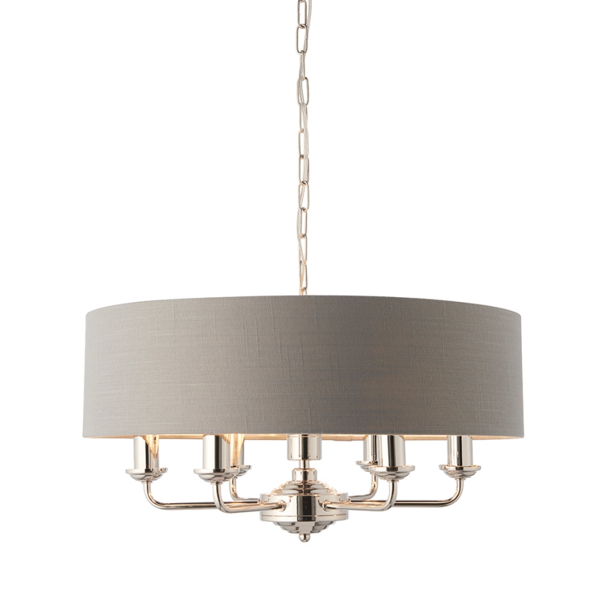 Endon 94373 - Κρεμαστό φωτιστικό οροφής HIGHCLERE 6xE14/40W/230V γκρι/γυαλιστερό χρώμιο