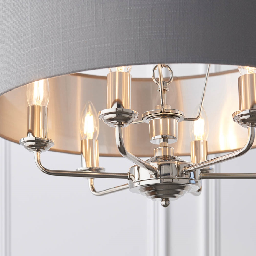 Endon 94373 - Κρεμαστό φωτιστικό οροφής HIGHCLERE 6xE14/40W/230V γκρι/γυαλιστερό χρώμιο