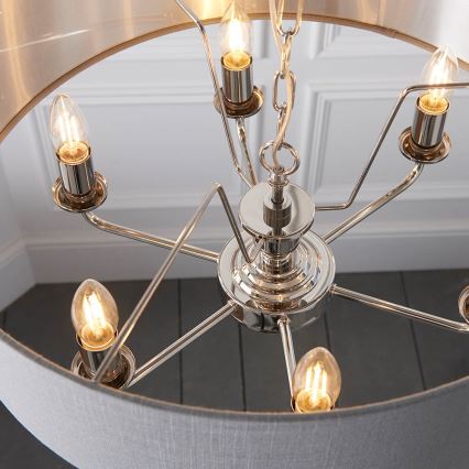Endon 94373 - Κρεμαστό φωτιστικό οροφής HIGHCLERE 6xE14/40W/230V γκρι/γυαλιστερό χρώμιο