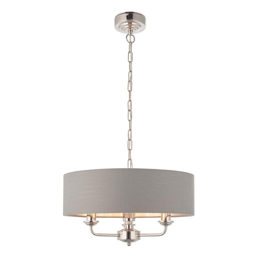 Endon 94377 - Κρεμαστό φωτιστικό οροφής HIGHCLERE 3xE14/40W/230V γκρι/γυαλιστερό χρώμιο διάμετρος 45 cm