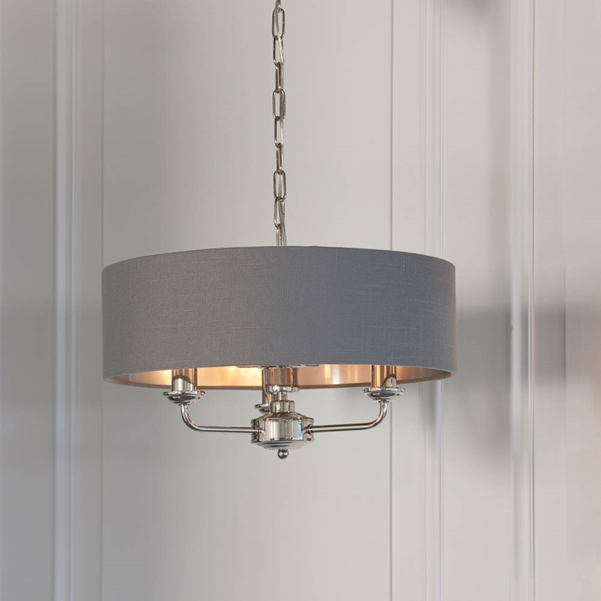 Endon 94377 - Κρεμαστό φωτιστικό οροφής HIGHCLERE 3xE14/40W/230V γκρι/γυαλιστερό χρώμιο