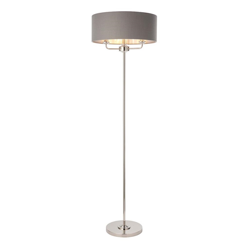 Endon 94378 - Επιδαπέδιο φωτιστικό HIGHCLERE 1xE14/40W/230V γκρι/γυαλιστερό χρώμιο