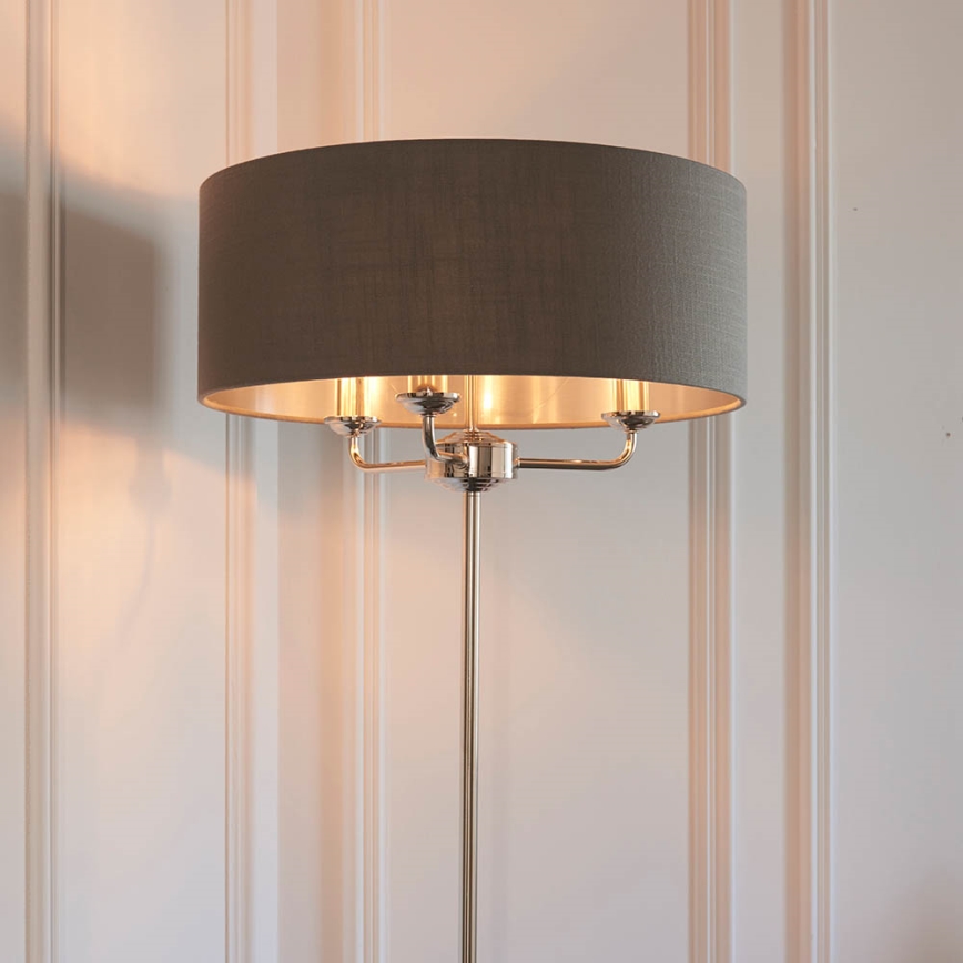 Endon 94378 - Επιδαπέδιο φωτιστικό HIGHCLERE 1xE14/40W/230V γκρι/γυαλιστερό χρώμιο