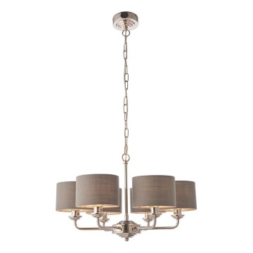 Endon 94381 - Κρεμαστό φωτιστικό οροφής HIGHCLERE 6xE14/28W/230V γκρι/γυαλιστερό χρώμιο