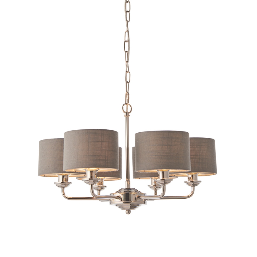 Endon 94381 - Κρεμαστό φωτιστικό οροφής HIGHCLERE 6xE14/28W/230V γκρι/γυαλιστερό χρώμιο