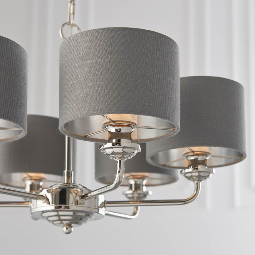 Endon 94381 - Κρεμαστό φωτιστικό οροφής HIGHCLERE 6xE14/28W/230V γκρι/γυαλιστερό χρώμιο