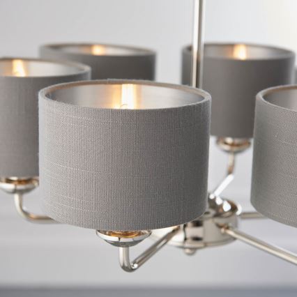 Endon 94381 - Κρεμαστό φωτιστικό οροφής HIGHCLERE 6xE14/28W/230V γκρι/γυαλιστερό χρώμιο