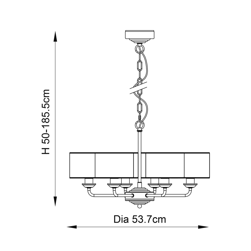 Endon 94381 - Κρεμαστό φωτιστικό οροφής HIGHCLERE 6xE14/28W/230V γκρι/γυαλιστερό χρώμιο