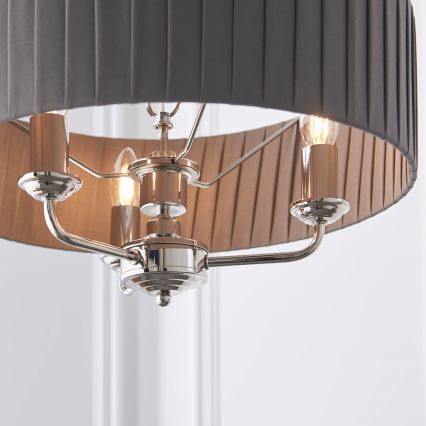 Endon 94394 - Κρεμαστό φωτιστικό οροφής HIGHCLERE 3xE14/40W/230V σκούρο/γυαλιστερό χρώμιο