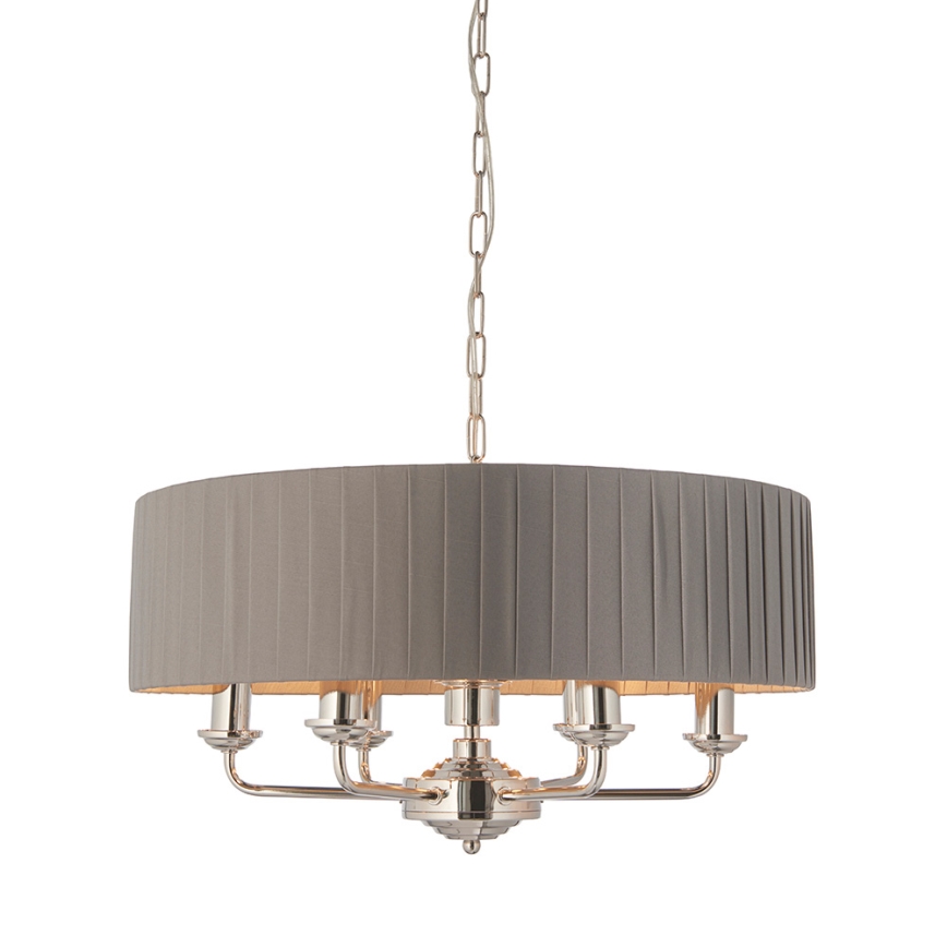 Endon 94397 - Κρεμαστό φωτιστικό οροφής HIGHCLERE 6xE14/40W/230V γκρι/γυαλιστερό χρώμιο διάμετρος 35 cm