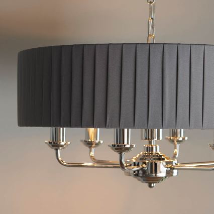Endon 94397 - Κρεμαστό φωτιστικό οροφής HIGHCLERE 6xE14/40W/230V γκρι/γυαλιστερό χρώμιο διάμετρος 35 cm