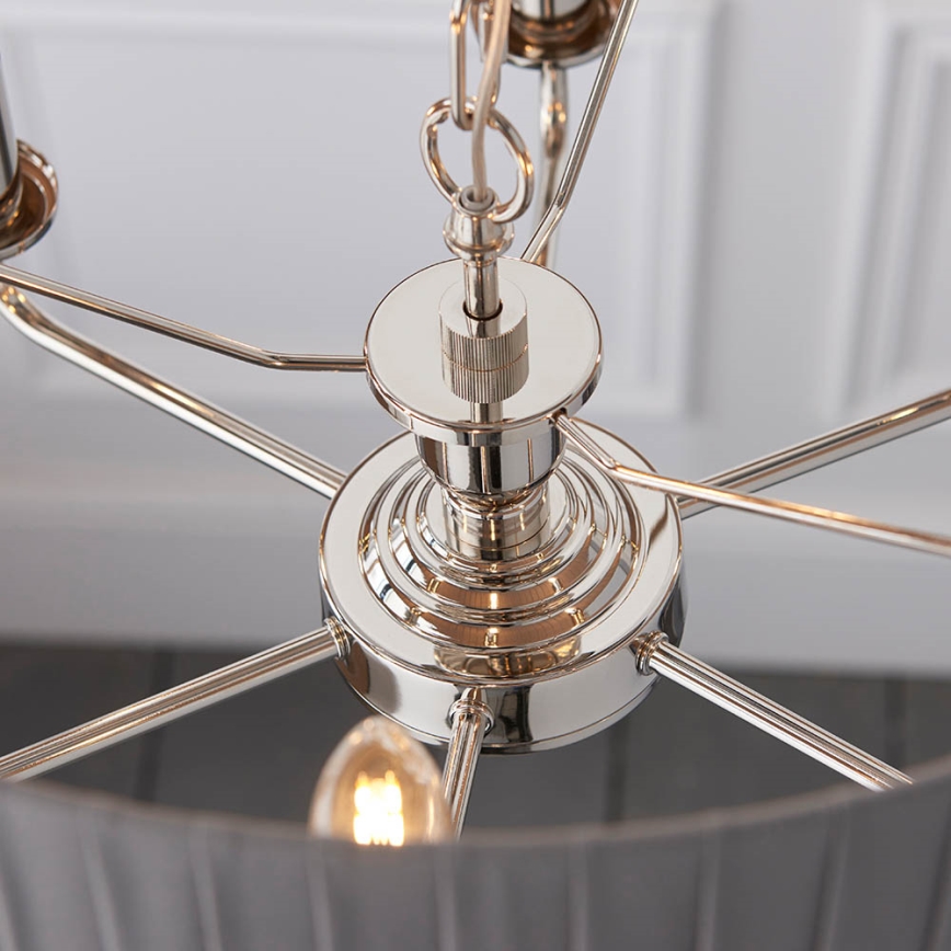Endon 94397 - Κρεμαστό φωτιστικό οροφής HIGHCLERE 6xE14/40W/230V γκρι/γυαλιστερό χρώμιο διάμετρος 35 cm