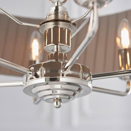 Endon 94397 - Κρεμαστό φωτιστικό οροφής HIGHCLERE 6xE14/40W/230V γκρι/γυαλιστερό χρώμιο διάμετρος 35 cm