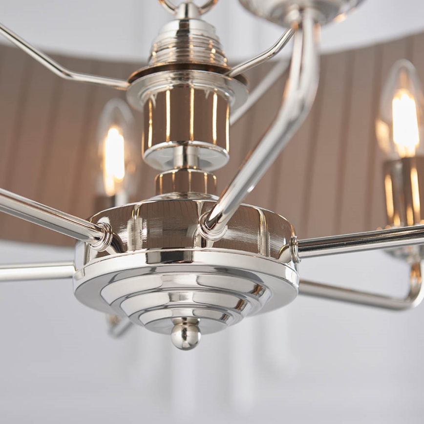 Endon 94397 - Κρεμαστό φωτιστικό οροφής HIGHCLERE 6xE14/40W/230V γκρι/γυαλιστερό χρώμιο διάμετρος 35 cm