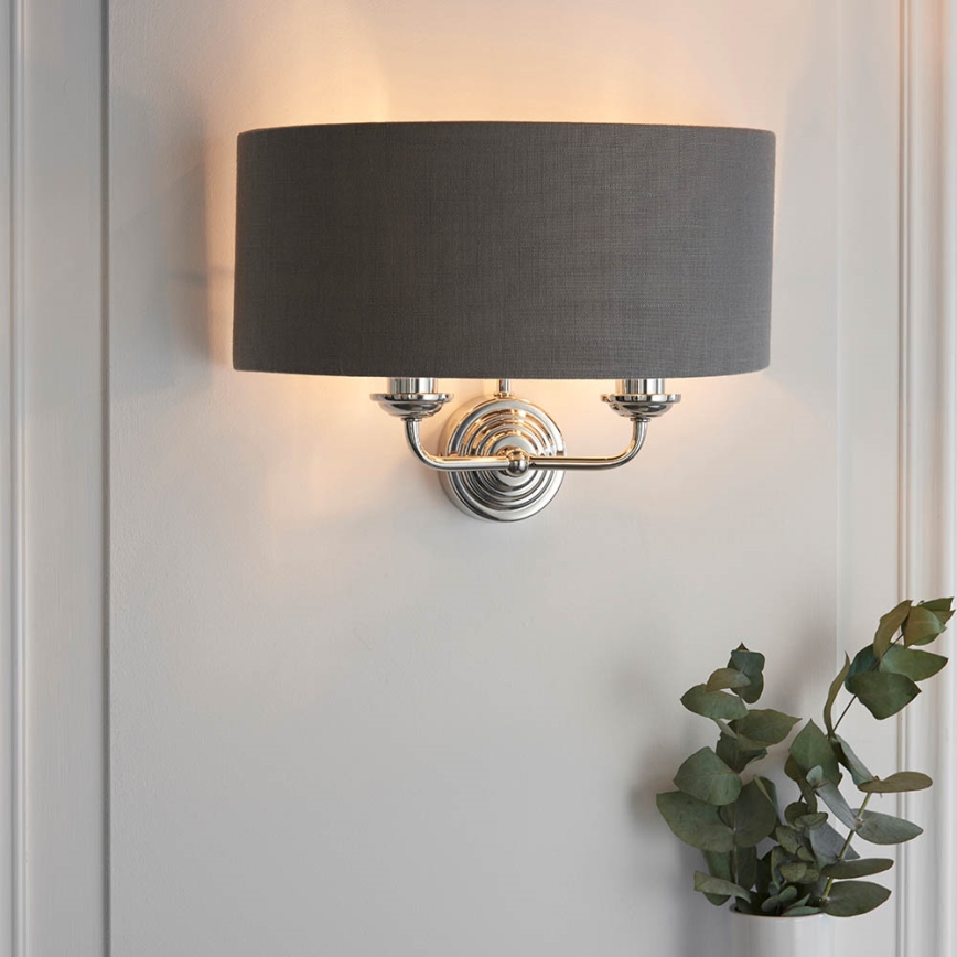 Endon 94406 - Φωτιστικό τοίχου HIGHCLERE 2xE14/40W/230V σκούρο/γυαλιστερό χρώμιο
