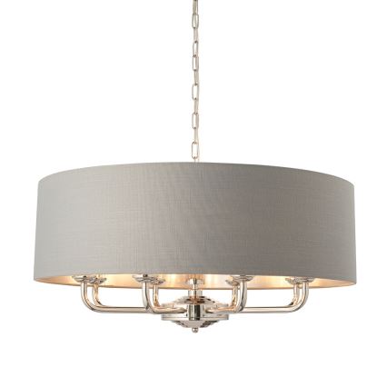 Endon 94415 - Κρεμαστό φωτιστικό οροφής HIGHCLERE 8xE14/40W/230V γκρι/γυαλιστερό χρώμιο διάμετρος 70 cm