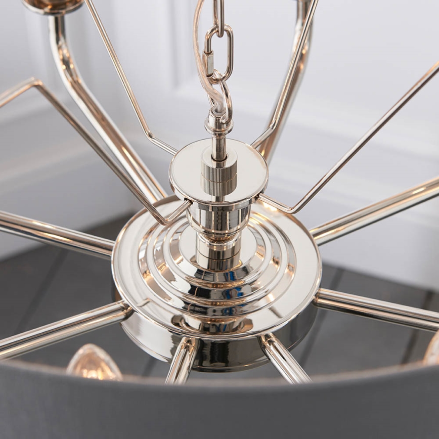 Endon 94415 - Κρεμαστό φωτιστικό οροφής HIGHCLERE 8xE14/40W/230V γκρι/γυαλιστερό χρώμιο διάμετρος 70 cm