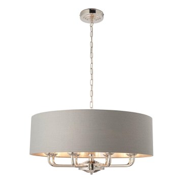 Endon 94415 - Κρεμαστό φωτιστικό οροφής HIGHCLERE 8xE14/40W/230V γκρι/γυαλιστερό χρώμιο διάμετρος 70 cm