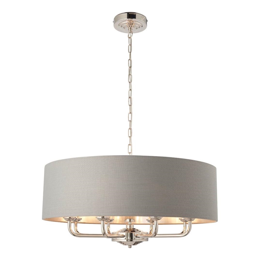 Endon 94415 - Κρεμαστό φωτιστικό οροφής HIGHCLERE 8xE14/40W/230V γκρι/γυαλιστερό χρώμιο διάμετρος 70 cm
