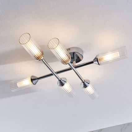 Endon 95045 - Σταθερό πολύφωτο μπάνιου NATORI 6xG9/3W/230V IP44 γυαλιστερό χρώμιο