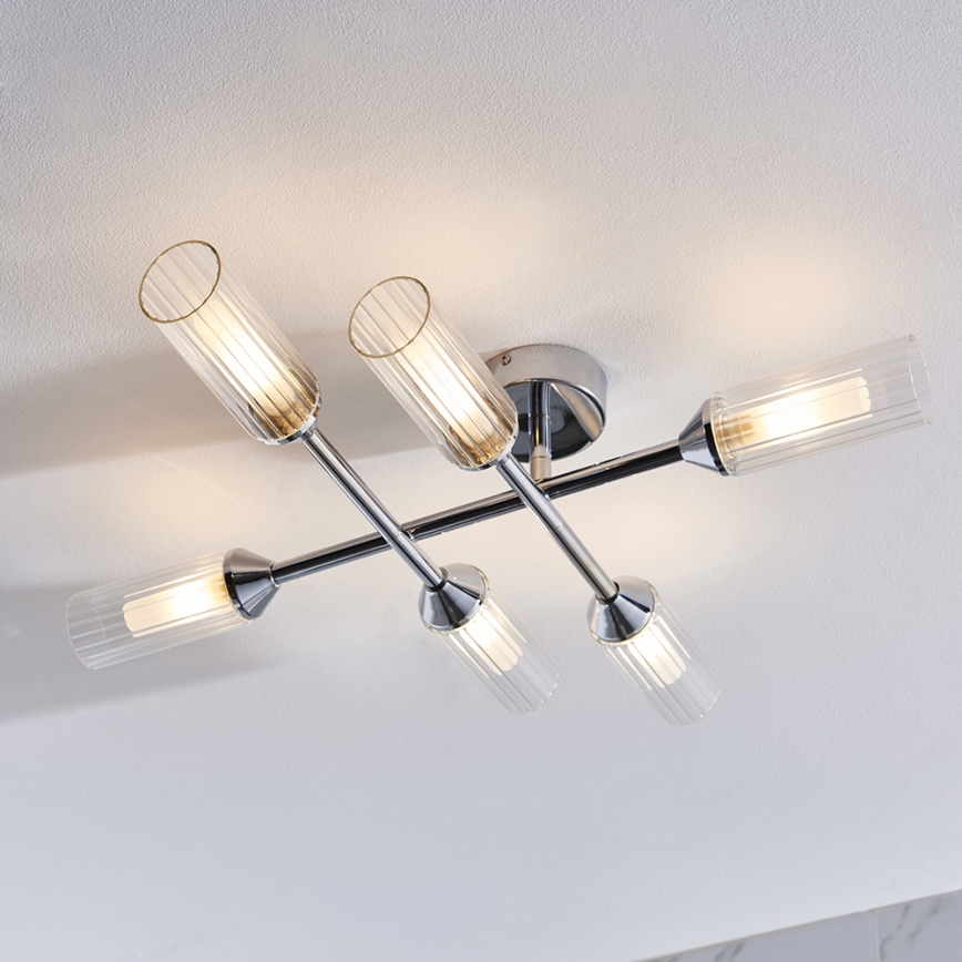Endon 95045 - Σταθερό πολύφωτο μπάνιου NATORI 6xG9/3W/230V IP44 γυαλιστερό χρώμιο