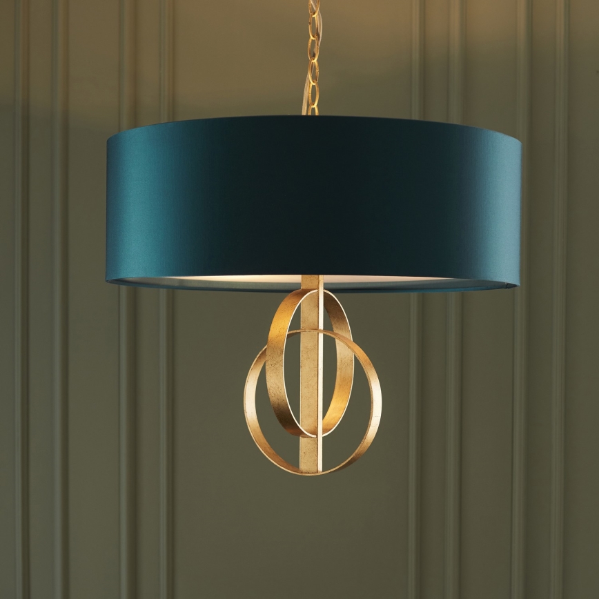 Endon 95220 - Πολυέλαιος με αλυσίδα 3xE27/10W/230V Ø 60 εκ. μπλε/ορείχαλκος