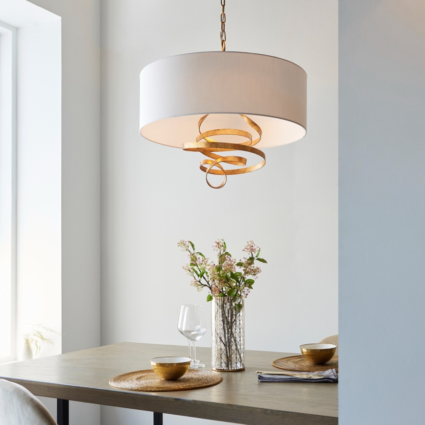 Endon 95268 - Κρεμαστό φωτιστικό με αλυσίδα 3xE14/6W/230V διάμ. 60 cm λευκό/ορείχαλκος