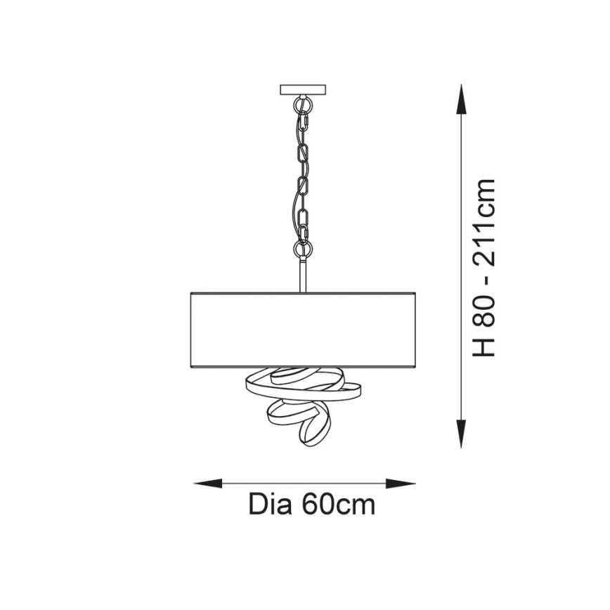 Endon 95268 - Κρεμαστό φωτιστικό με αλυσίδα 3xE14/6W/230V διάμ. 60 cm λευκό/ορείχαλκος