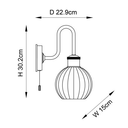 Endon 95507 - Επιτοίχιο φωτιστικό μπάνιου KENDALL 1xE27/10W/230V IP44 ορείχαλκος