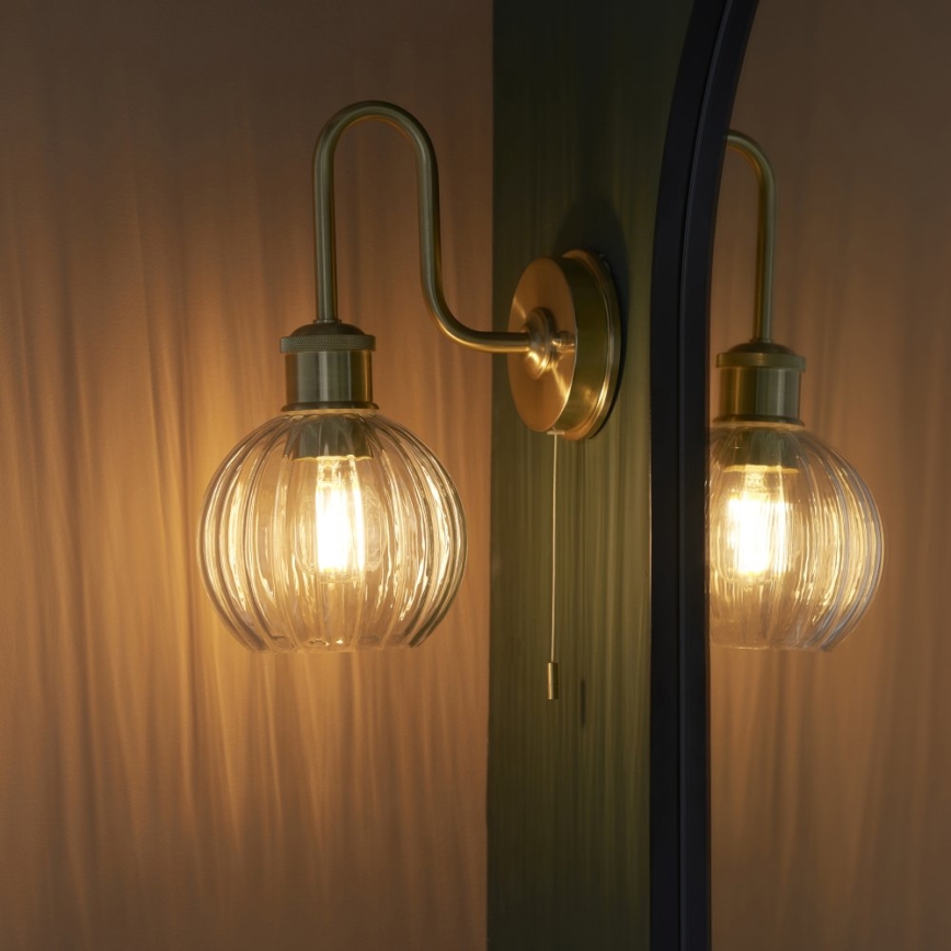 Endon 95507 - Επιτοίχιο φωτιστικό μπάνιου KENDALL 1xE27/10W/230V IP44 ορείχαλκος