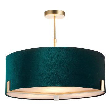 Endon 95839 - Κρεμαστό φωτιστικό HAYFIELD 3xE27/40W/230V ορείχαλκος/πράσινο