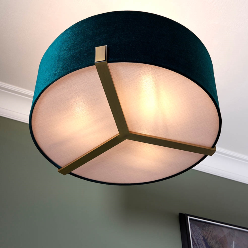 Endon 95839 - Κρεμαστό φωτιστικό HAYFIELD 3xE27/40W/230V ορείχαλκος/πράσινο