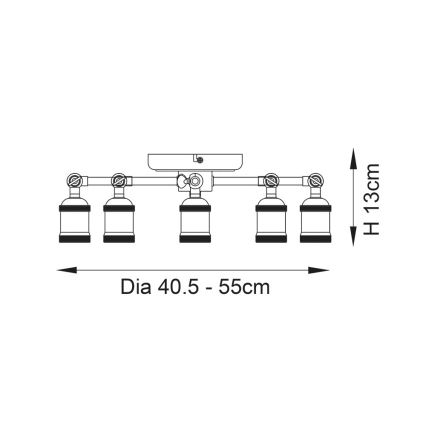 Endon 97244 - Φωτιστικό σποτ HAL 5xE27/10W/230V ορείχαλκος