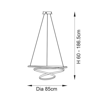 Endon 97639 - Ρυθμιζόμενο LED κρεμαστό φωτιστικό σε σύρμα TWIRL LED/88W/230V 3000K χρυσό