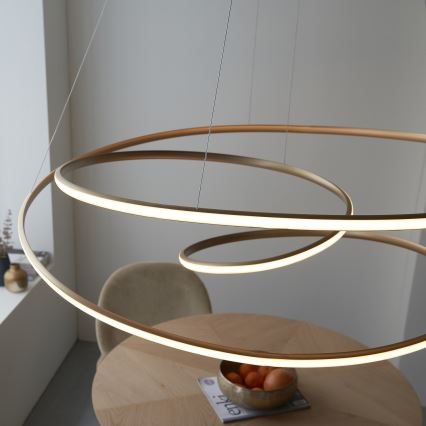 Endon 97645 - Ρυθμιζόμενος LED πολυέλαιος σε καλώδιο TWIRL LED/131W/230V 3000K χρυσό