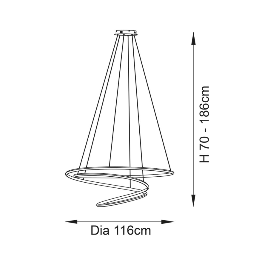 Endon 97645 - Ρυθμιζόμενος LED πολυέλαιος σε καλώδιο TWIRL LED/131W/230V 3000K χρυσό