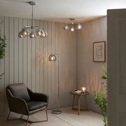 Endon 97971 - Επιφανειακό φωτιστικό οροφής DIMPLE 3xE14/25W/230V γυαλιστερό χρώμιο/καπνιστό γκρι