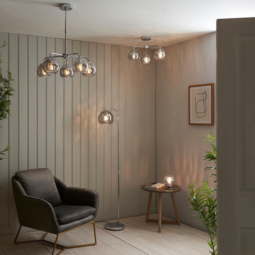 Endon 97971 - Επιφανειακό φωτιστικό οροφής DIMPLE 3xE14/25W/230V γυαλιστερό χρώμιο/καπνιστό γκρι